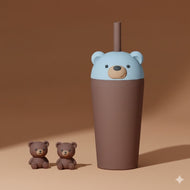 Asobu Bestie Animal Vacuum Insulated Straw Tumbler 24oz Bear