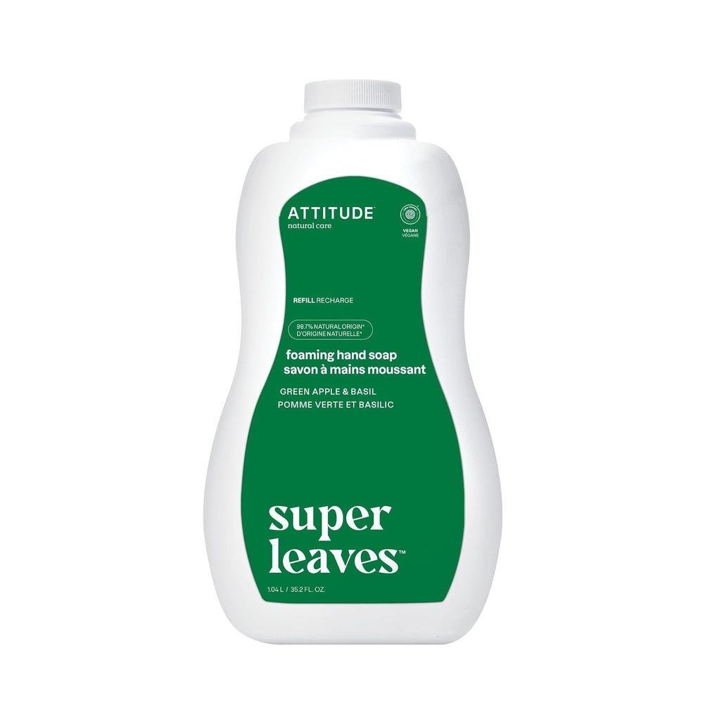 Attitude foaming hand soap refill Green Apple & Basil, 1.04 L bottle