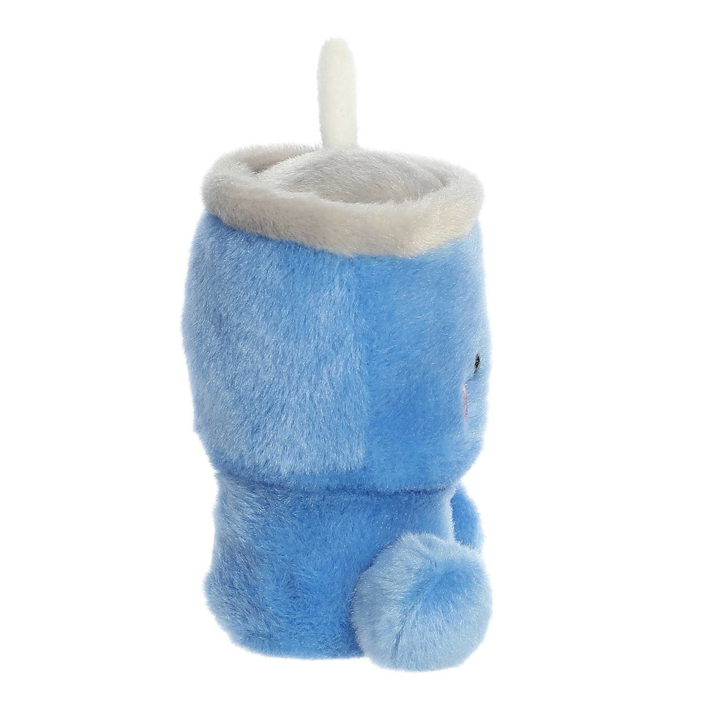 Aurora Palm Pals Cliff Travel Cup plush stuffed animal, blue with white rim and straw