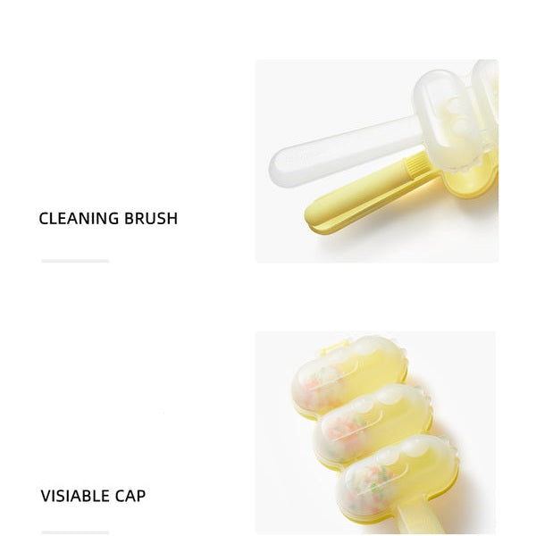 Rice Ball Maker by BC Babycare set with cleaning brush and yellow cap, 2-item kit