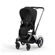 CYBEX e-Priam Chrome Frame/Deep Black Seat Pack + Lux Carry Cot Sepia Black Saving Bundle
