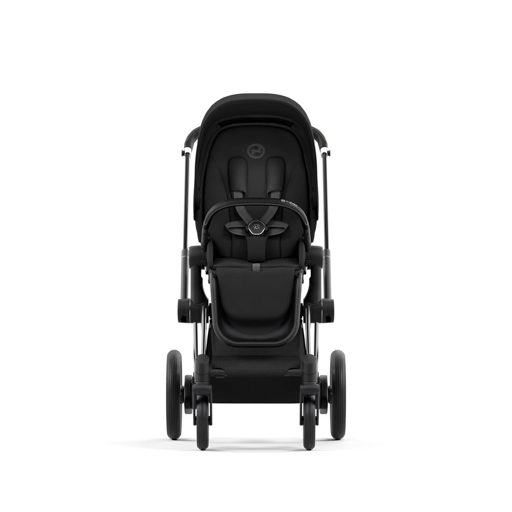 CYBEX e-Priam Chrome Frame/Deep Black Seat Pack + Lux Carry Cot Sepia Black Saving Bundle