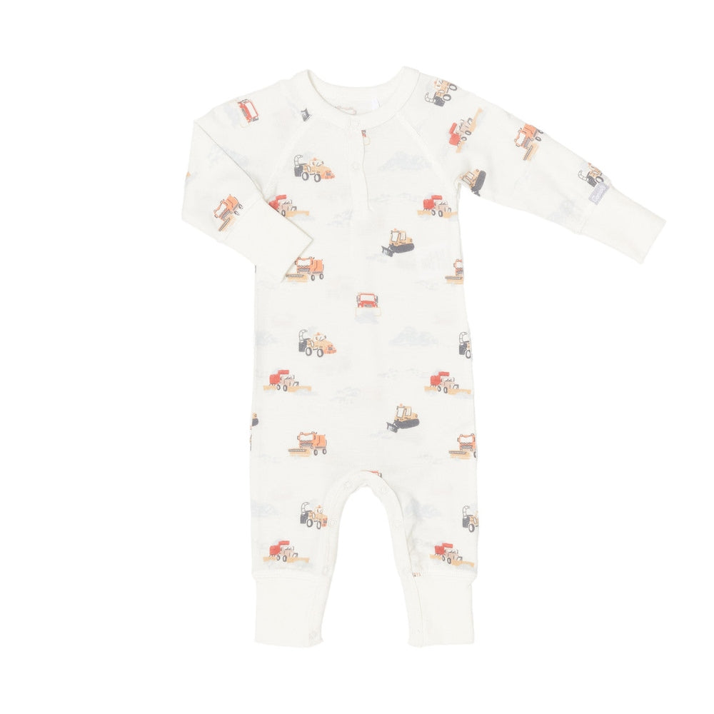Coccoli Infant Cotton TENCEL™ Modal Unionsuit Snowplows On Cream