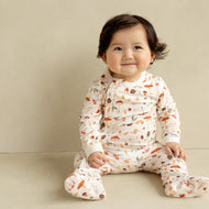 Coccoli Infant Cotton TENCEL⢠Modal Zipper Footie Mushrooms On Cream