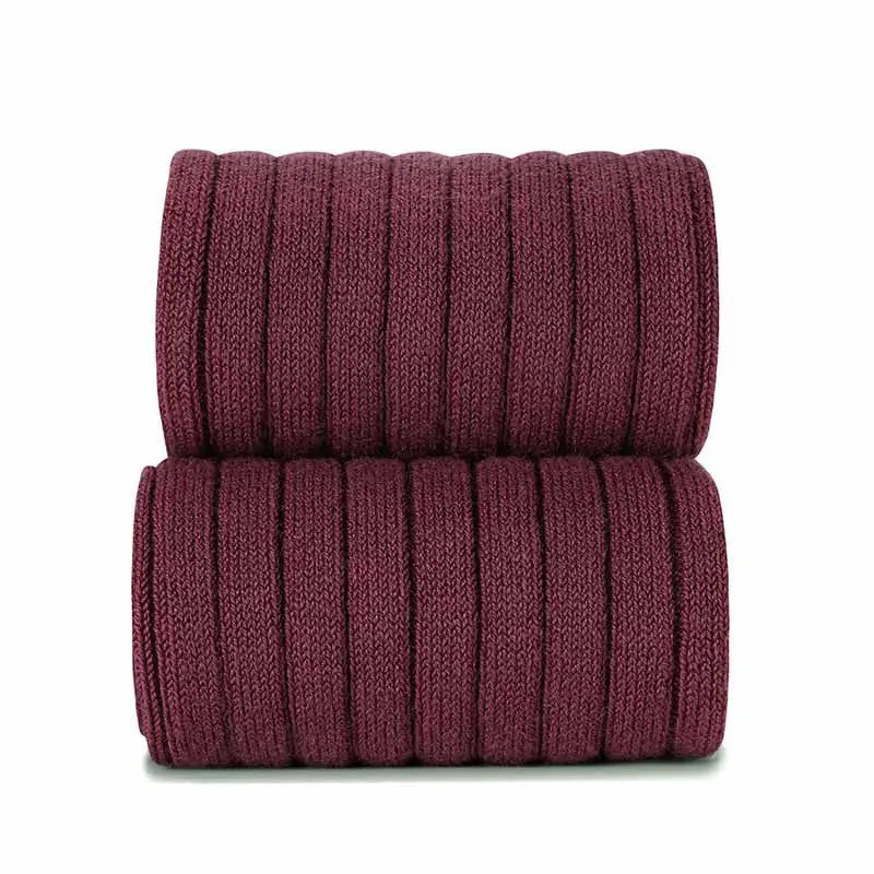 Condor Rib Basic Tights Granate burgundy two-pack, stacked ribbed-knit tights for girls.