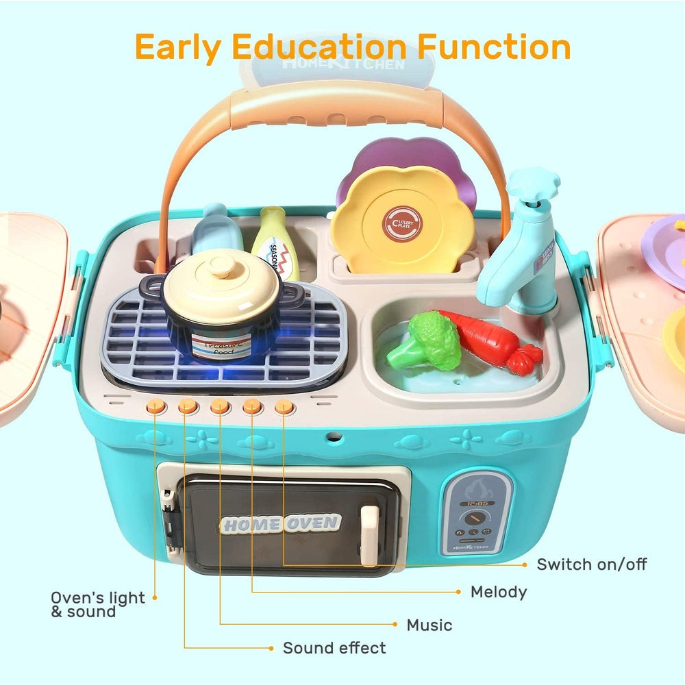 Cute Stone Kids Picnic & Kitchen Playset Blue