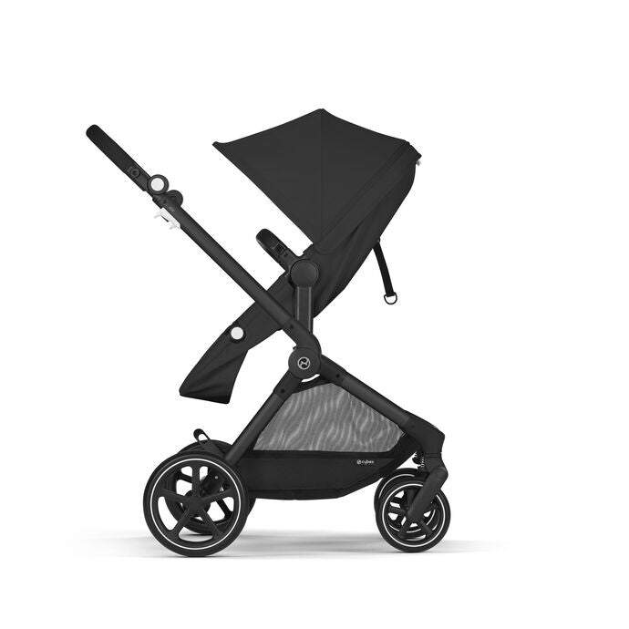 Cybex Eos 5-in-1 travel system stroller with Aton 2 infant car seat in black Moon Black