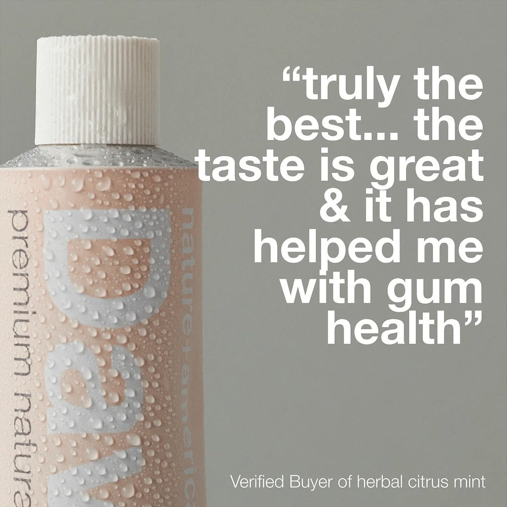 DAVIDS toothpaste Fluoride Free Herbal Citrus Mint bottle with water droplets and gum health quote