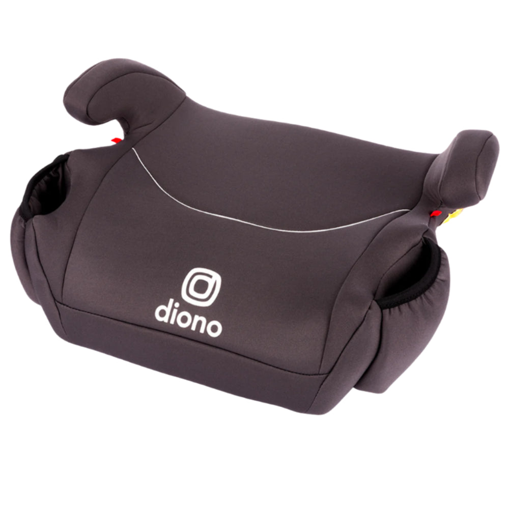 Diono Solana backless booster car seat in dark gray with padded armrests