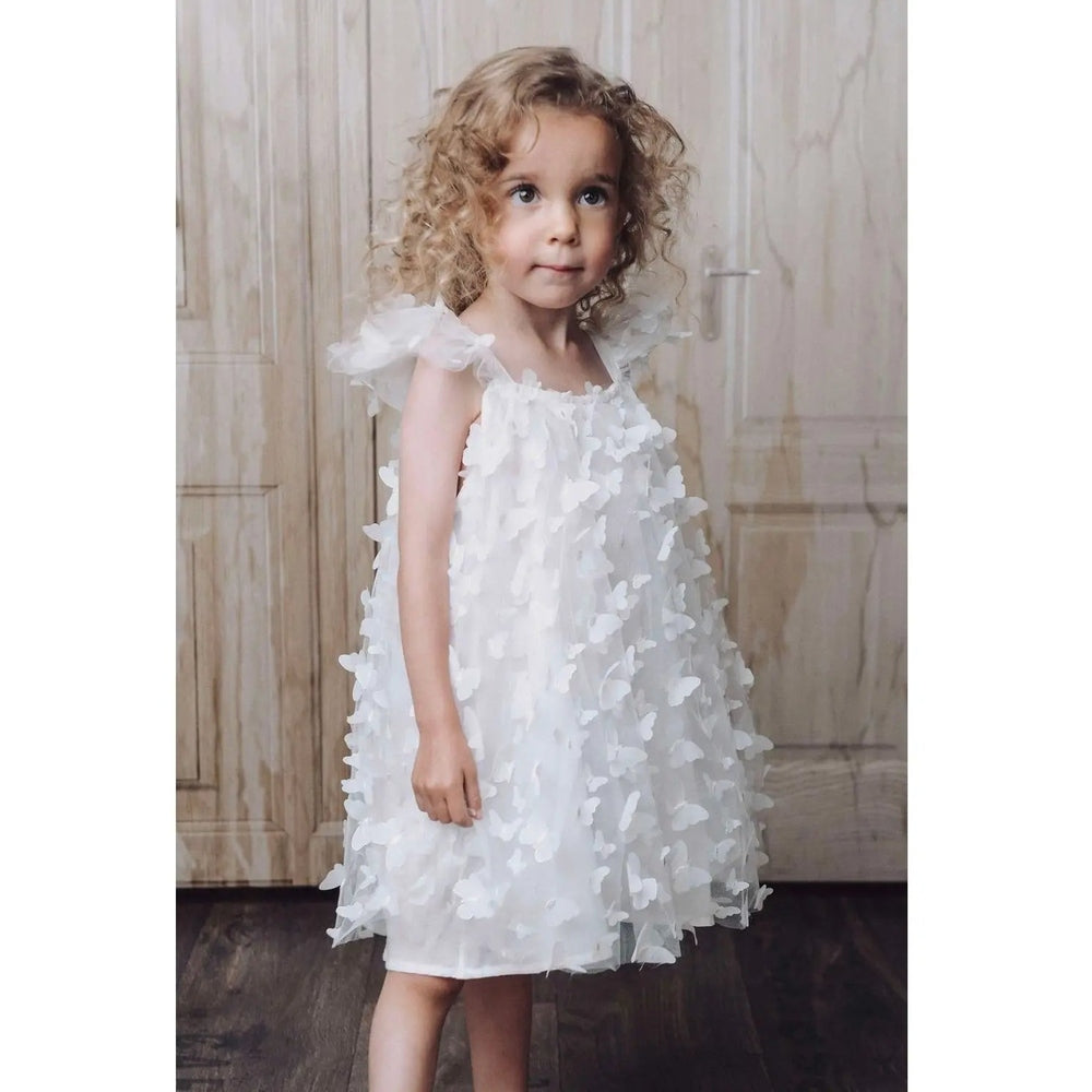 Dolly By Le Petit Tom Allover Butterflies Tutu Dress White