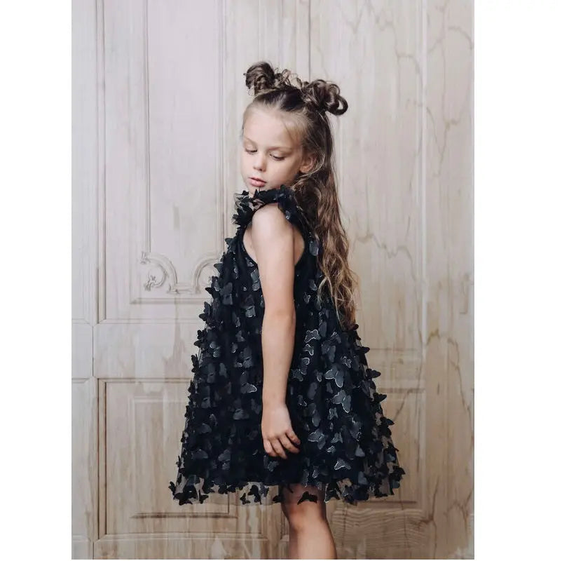 Dolly By Le Petit Tom Allover Butterflies Tutu Dress Black