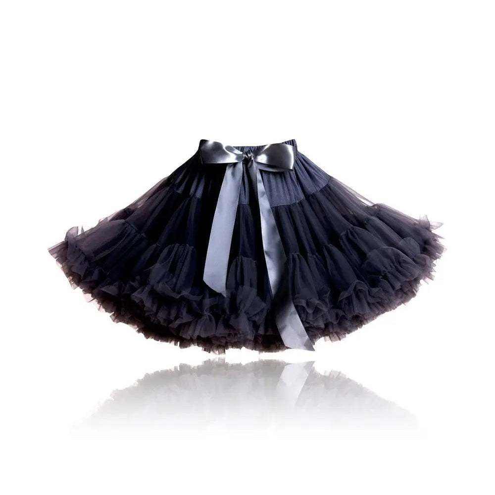 Dolly by Le Petit Tom Pettiskirt Cat Princess Black; layered black tulle swirls with a satin bow at the waist.