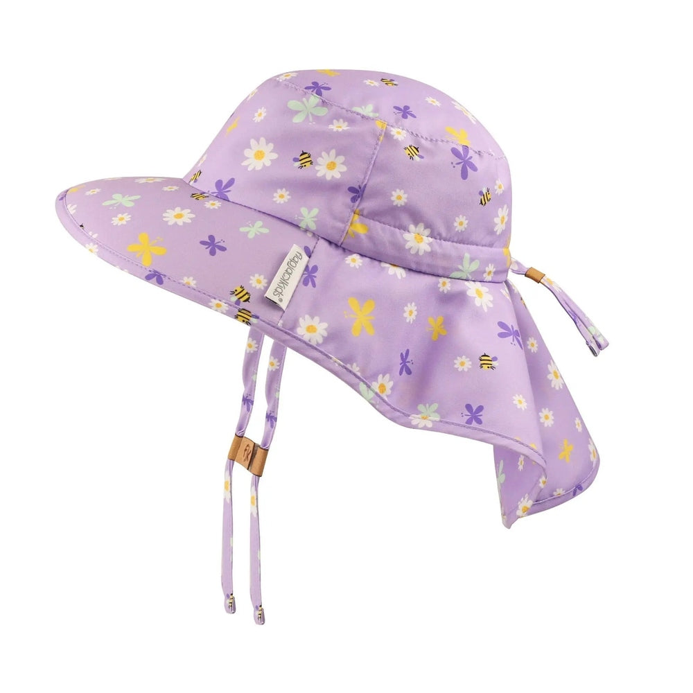 Flapjackkids Kids Sun Hat Wth Neck Cape Daisy