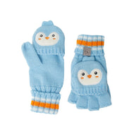 Flapjackkids Knitted Fingerless Gloves W/Flap Penguin