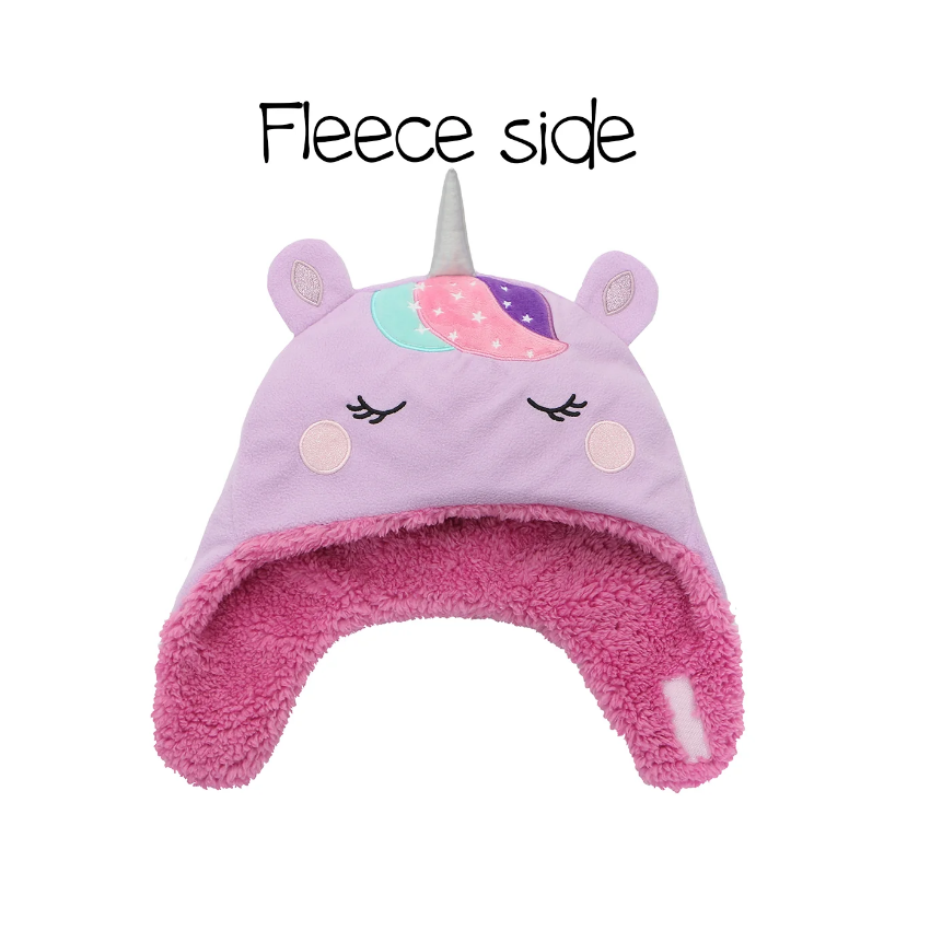 Flapjackkids Reversible Kids Sherpa Hat Unicorn & Narwhal