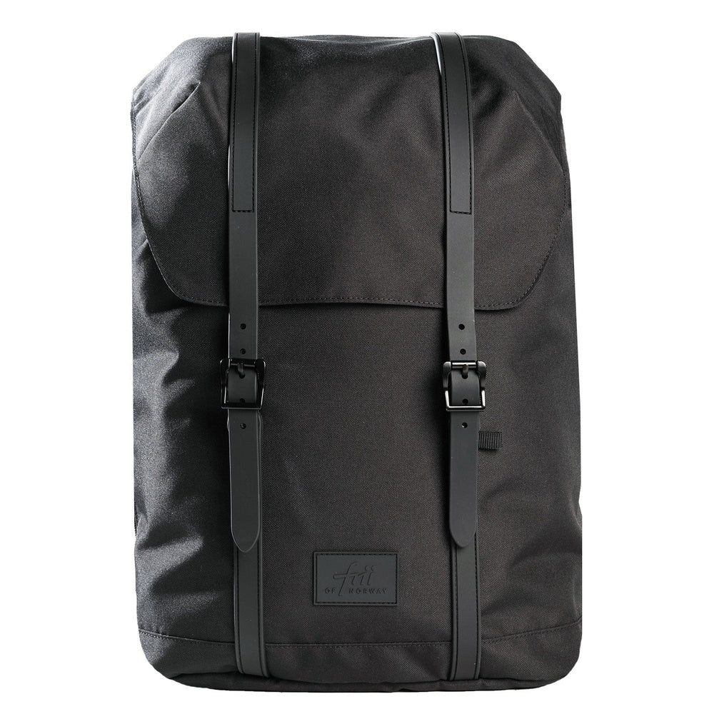 Frii of Norway 30L black school backpack with twin buckle straps and brand logo