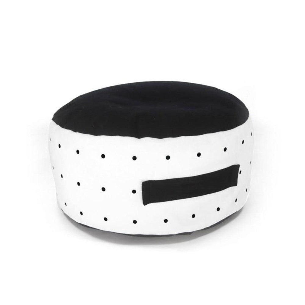 Gautier Studio Youpi beanbag chair, white with black polka dots and a black top