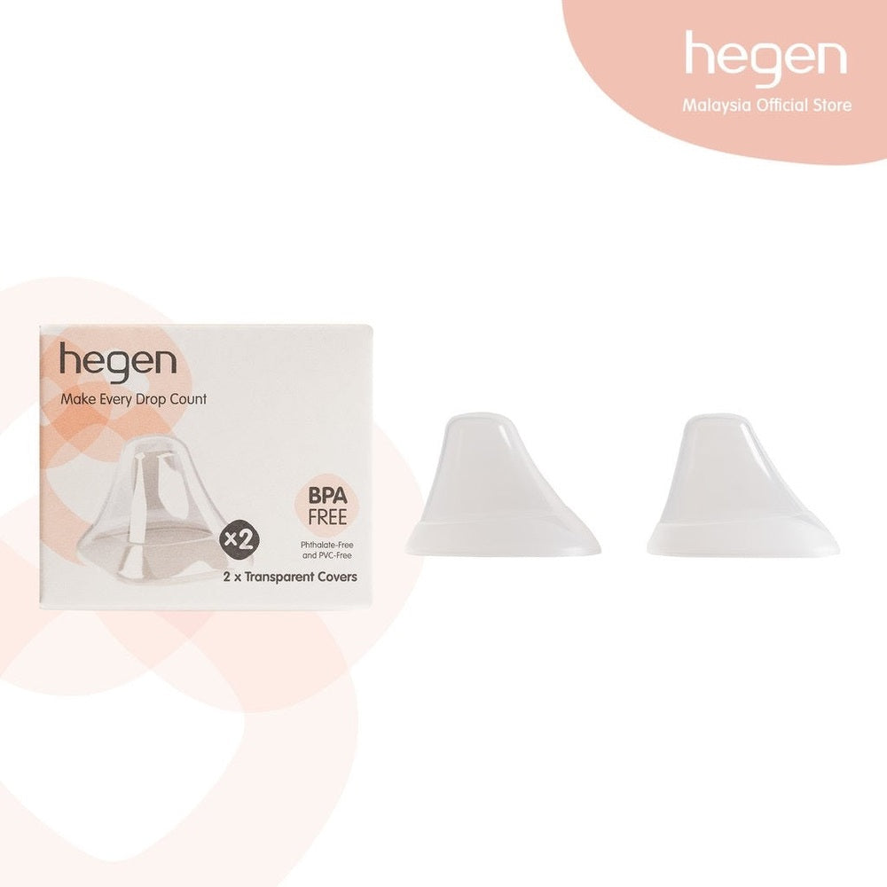 HEGEN Transparent Cover 2-Pack for baby bottles; BPA-free clear plastic caps