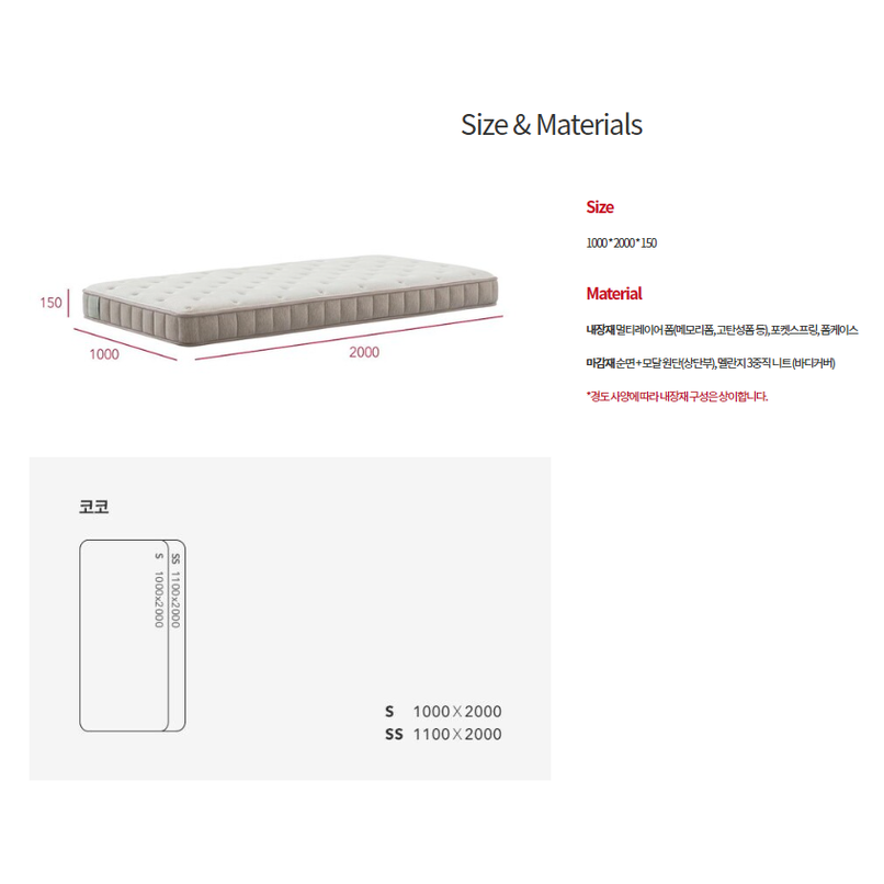 Iloom Coco Kids Spring Mattress 1000W S5G2A, white quilted top with beige sides, 1000×2000 mm
