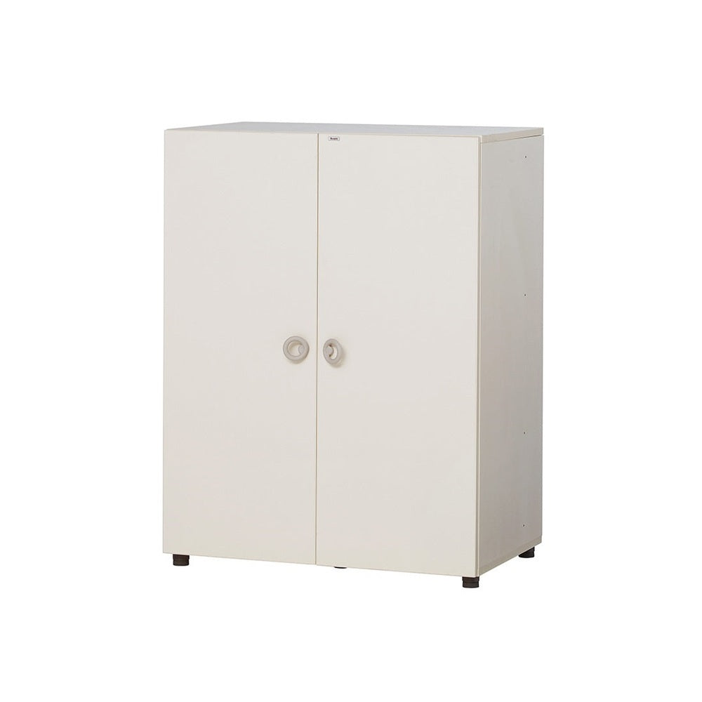 Iloom Eddie Kids Wardrobe 800W, white two-door cabinet with circular handles