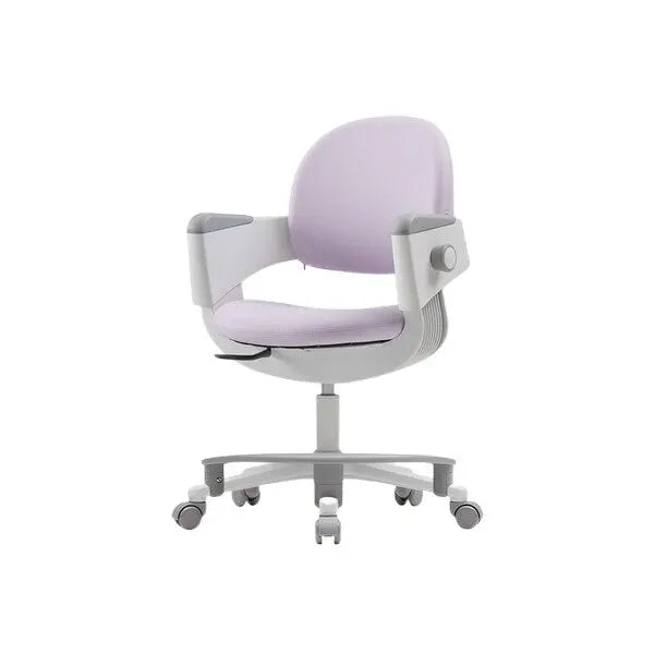 ILOOM Ringo I Chair in lilac with padded seat/back, armrests, fixed center post, five-caster base and footrest