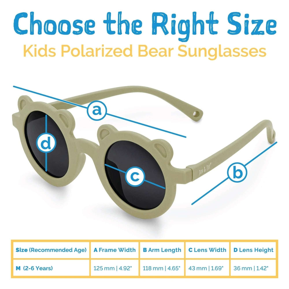 Jan & Jul kids polarized bear sunglasses olive khaki with round dark lenses