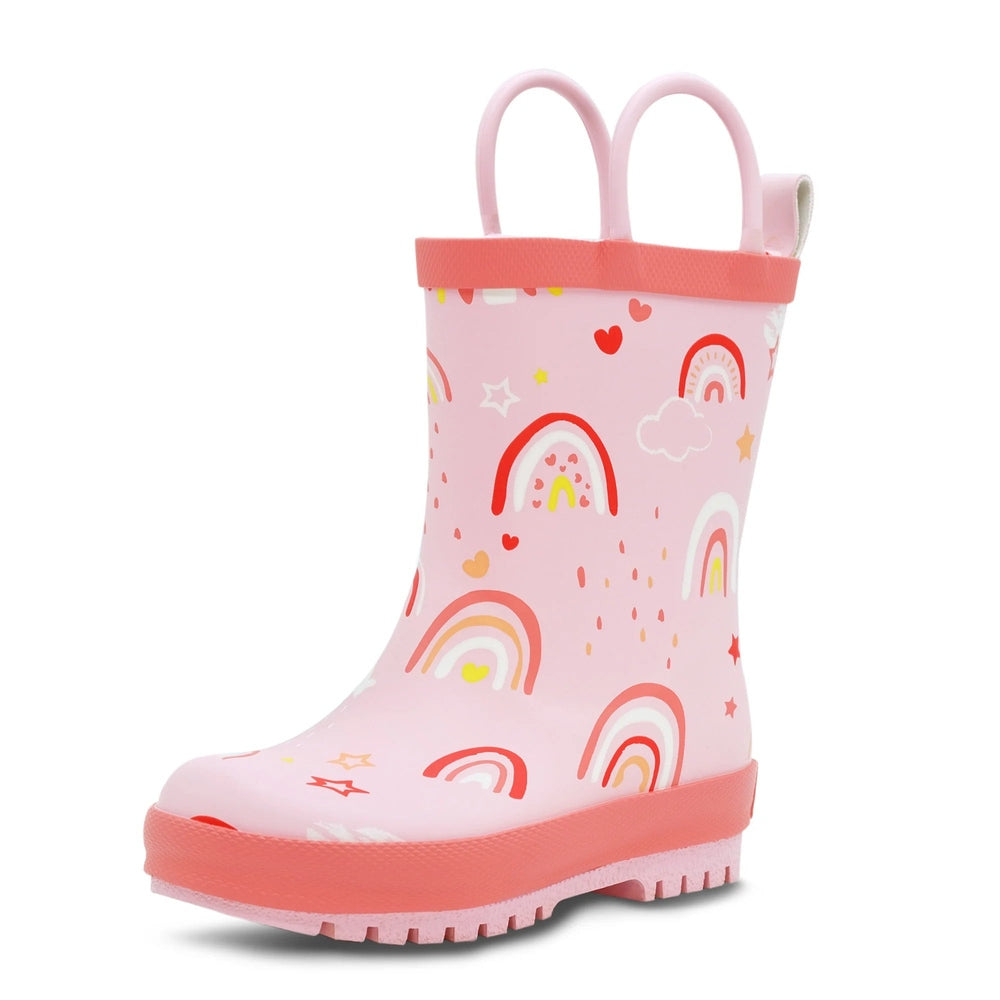 Jan & Jul Puddle Dry Rain Boots Pink Rainbow