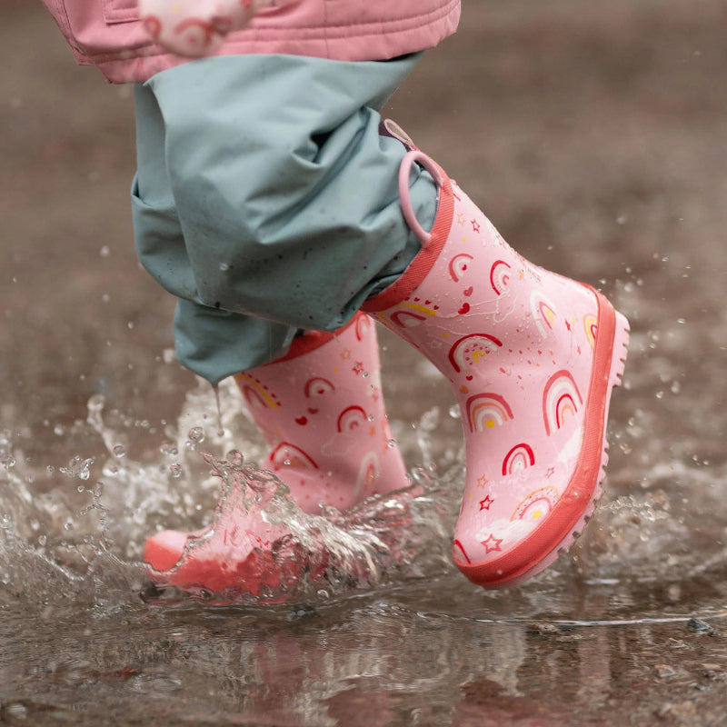 Jan & Jul Puddle Dry Rain Boots Pink Rainbow