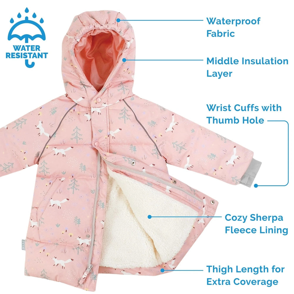 Jan & Jul Waterproof Winter Coat Pink Forest