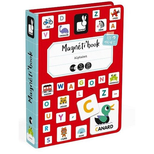 JANOD Magnetibook Alphabet Français red educational toy with magnetic letters and alphabet tiles