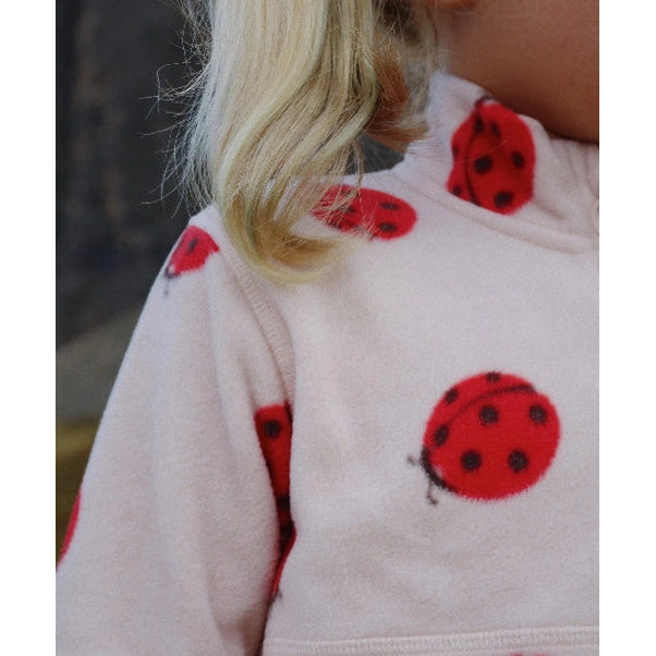 Konges Slojd Tavi fleece sweatshirt for kids in pink with red ladybug prints