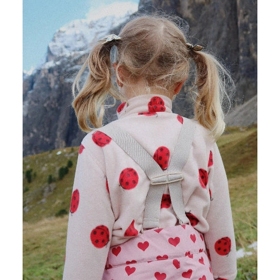 Konges Slojd Tavi fleece sweatshirt for kids in pink with red ladybug print