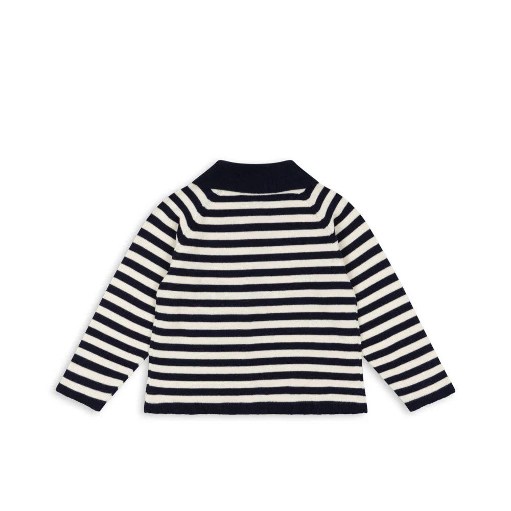 Konges Slojd Venton Cotton Knit Cardigan Gots Navy Stripe