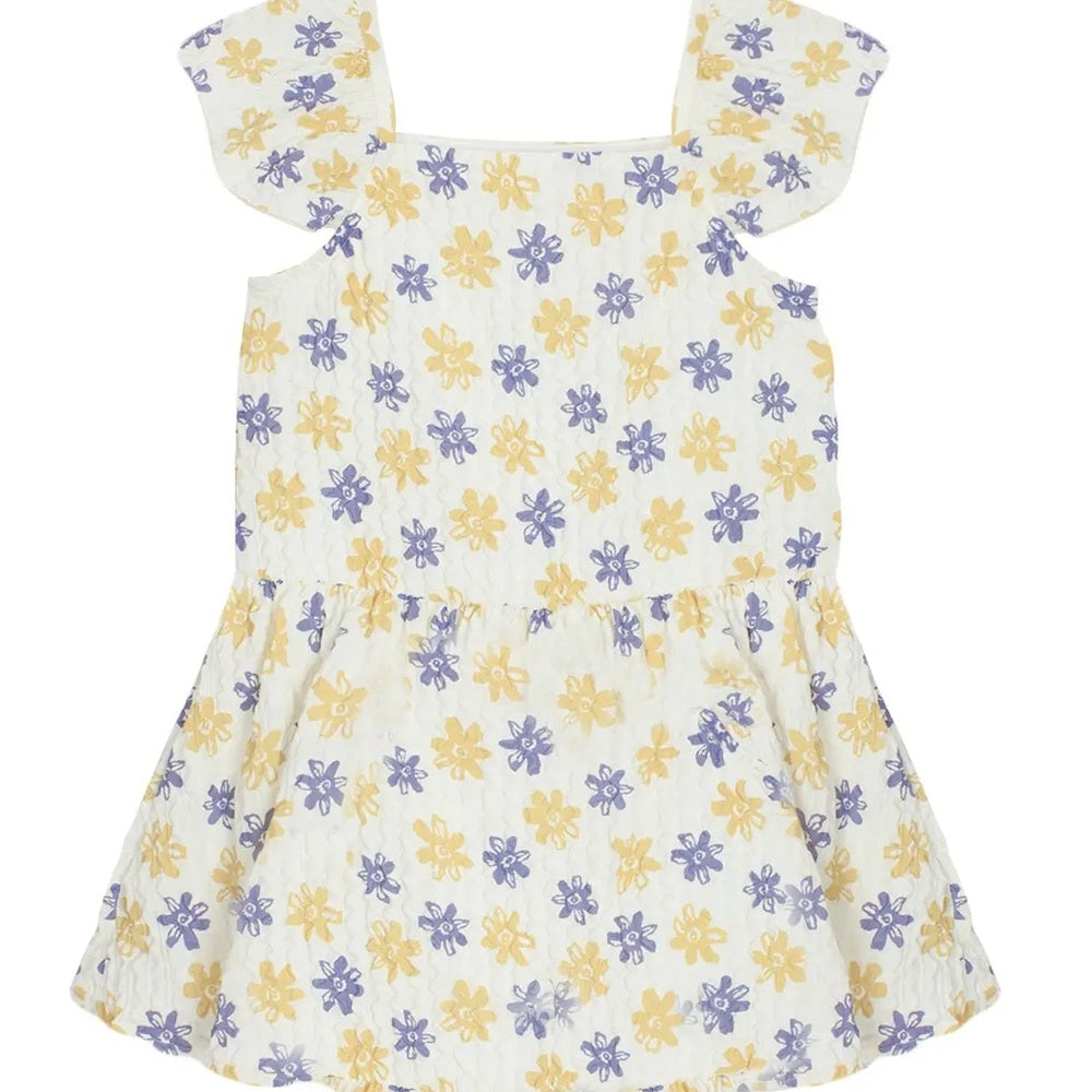 Mabel And Honey Honey Floral Textured Crepe Dress White