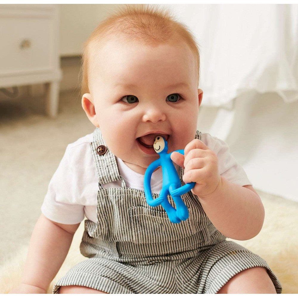 Matchstick Monkey teething toy blue no tail for babies by MATCHSTICK MONKEY