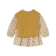Mayoral Baby Dress With Faux Knit Vest Honey