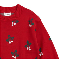Miles The Label Merry Mistletoe On Ribbon Red Jacquard Sweater