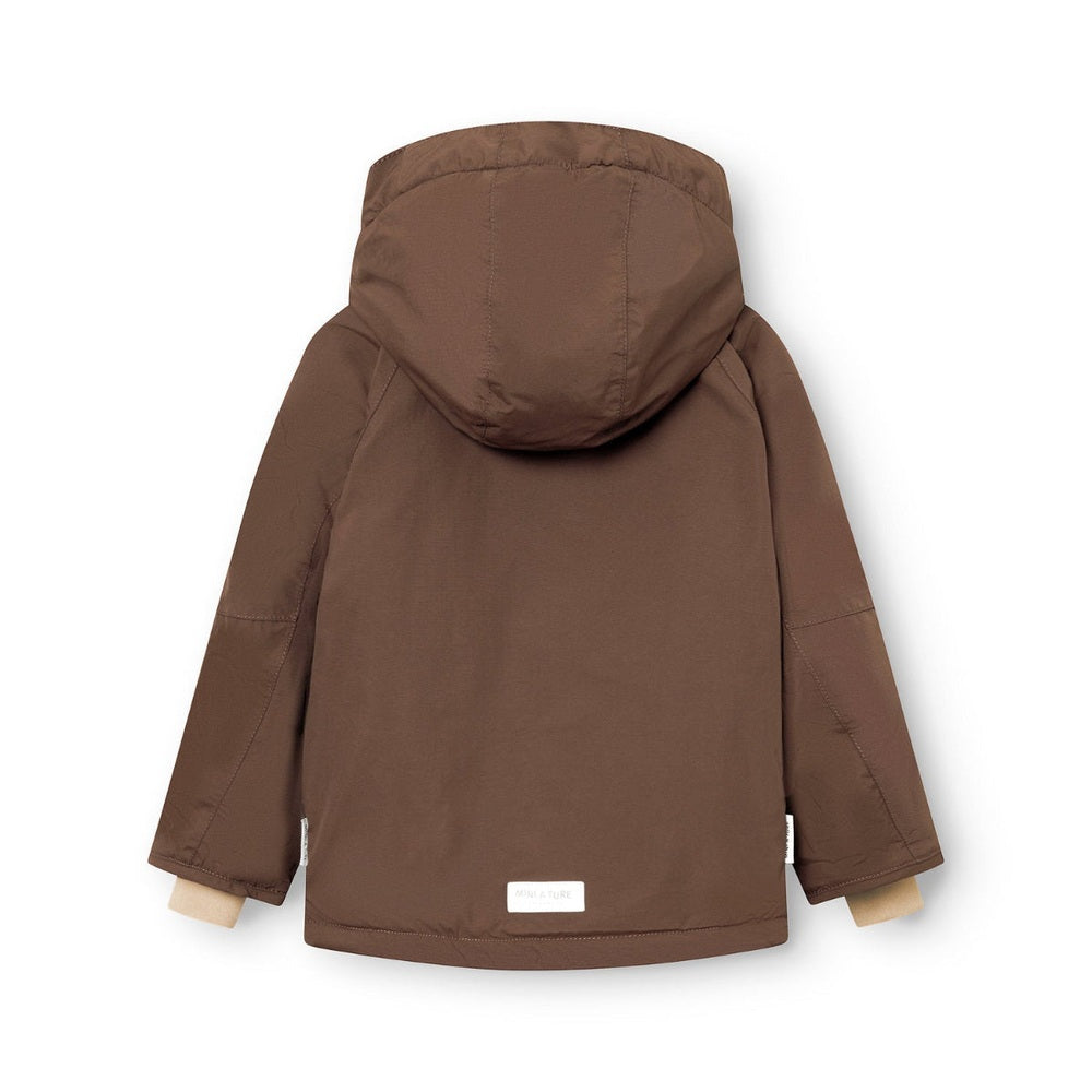 MINI A TURE Matvalonso fleece-lined winter jacket back view, chestnut brown