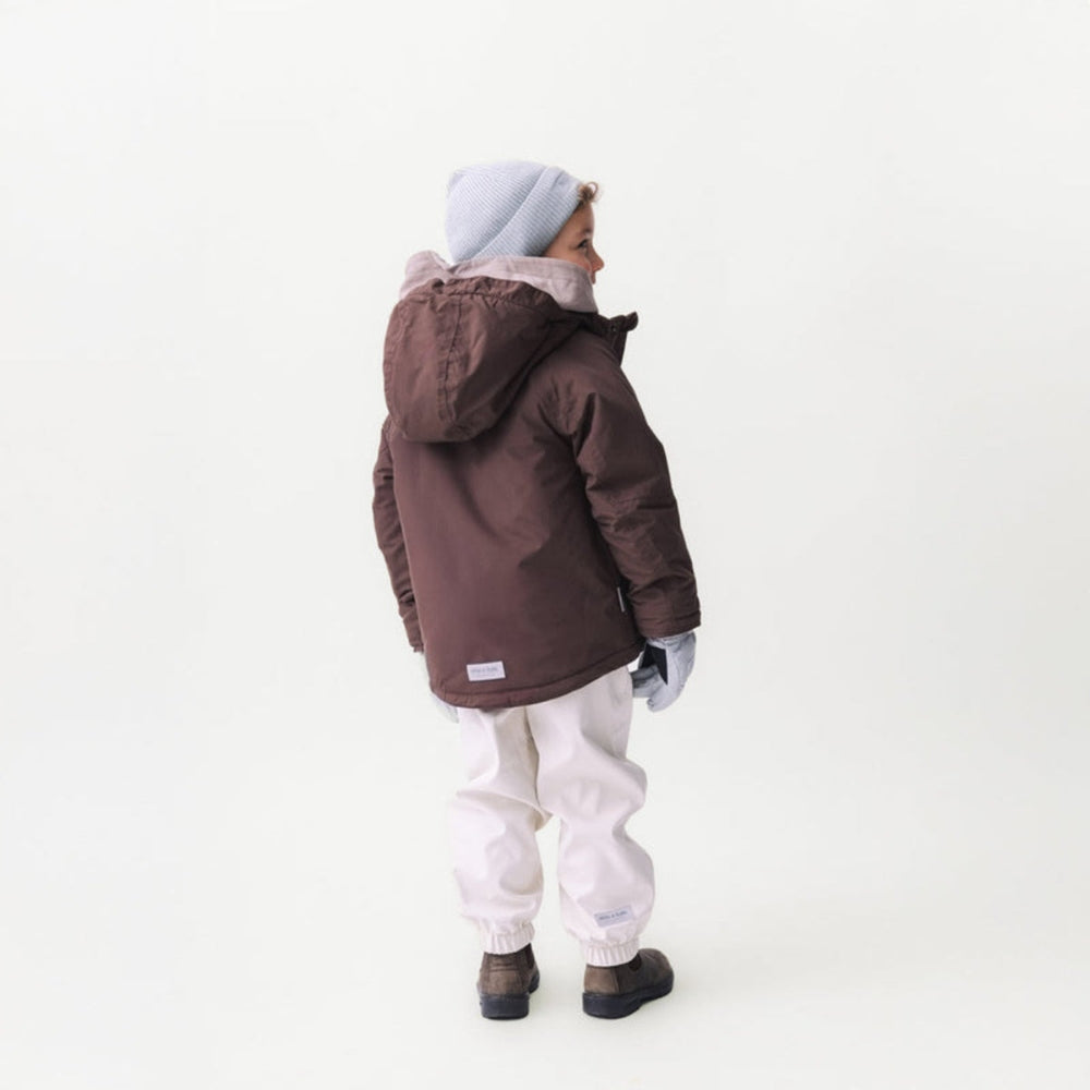 MINI A TURE Matvalonso fleece-lined chestnut brown winter jacket for kids with hood