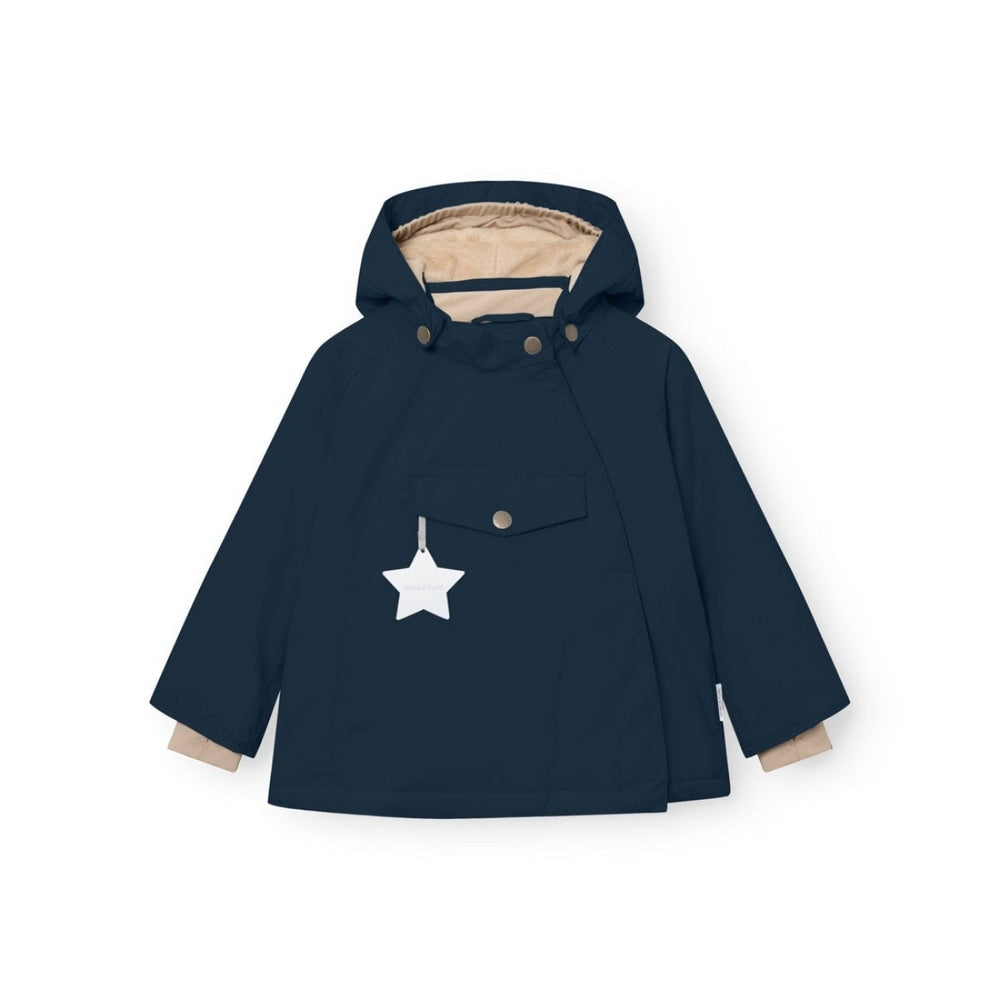 Mini A Ture Matwang navy fleece-lined winter jacket with hood and star tag