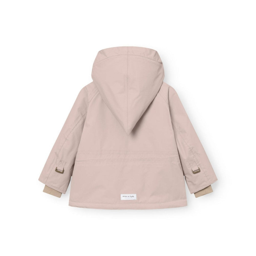 MINI A TURE Matwang fleece-lined winter jacket in cloudy rose with hood for babies and toddlers