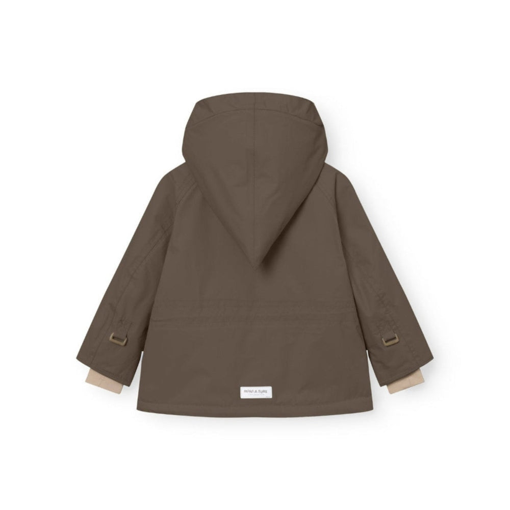 MINI A TURE Matwang fleece-lined winter jacket, tarmac green, hooded toddler outerwear