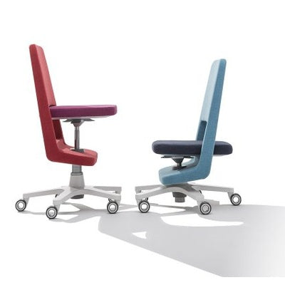MOLL S9 office chairs set of 2 in red and blue with white bases