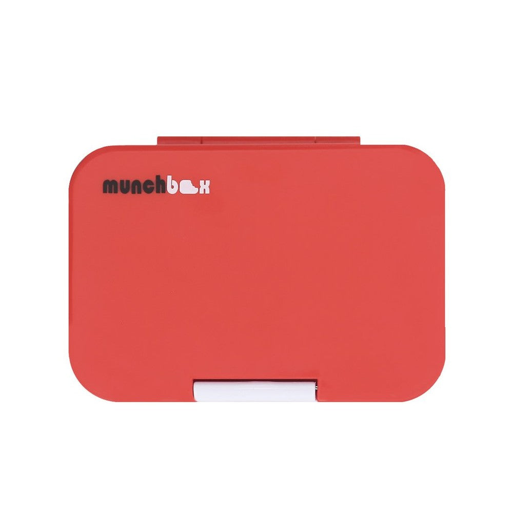 Munchbox Munchi Snack Cherry Vanilla lunch box, red plastic with white latch and MUNCHBOX logo