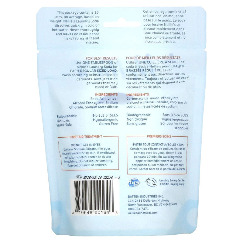 Nellie's Laundry Soda 15-load pack; biodegradable, non-toxic formula from Nellie's for home laundry supplies