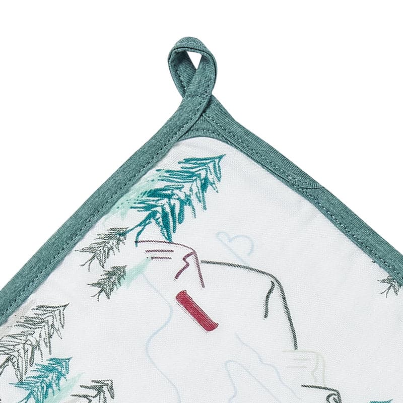 Nest Designs bamboo 4-layer baby washcloth set, 3-pack with teal border and bamboo print