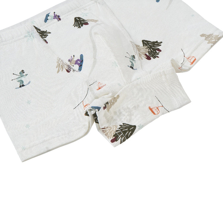 Nest Designs Bamboo Boys Boxer Briefs Underwear (2 Pack) Winter Fun