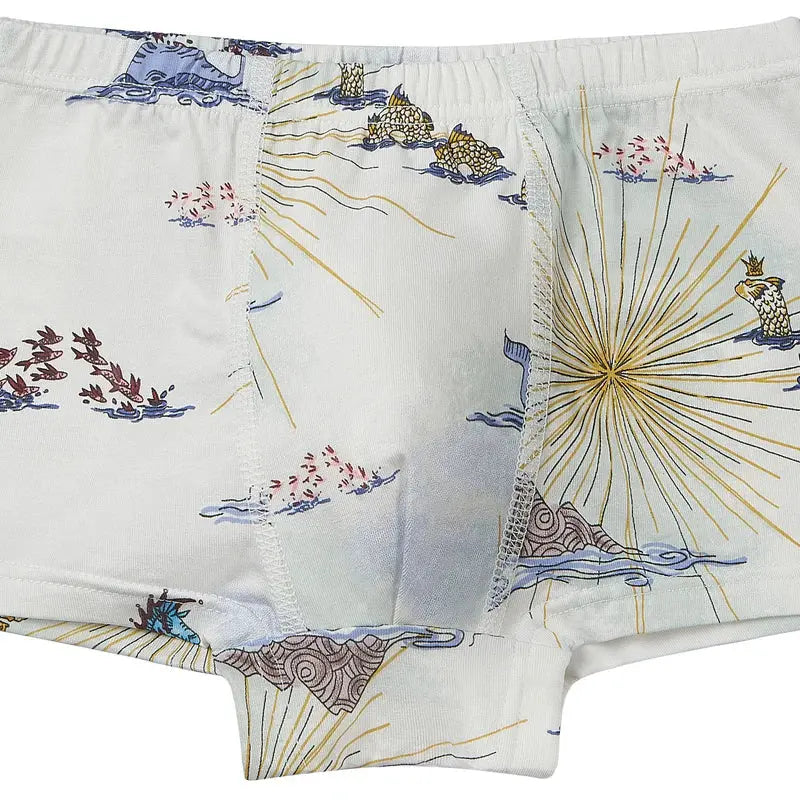 Nest Designs Bamboo Boys Boxer Briefs Underwear (2 Pack) Under The Sea