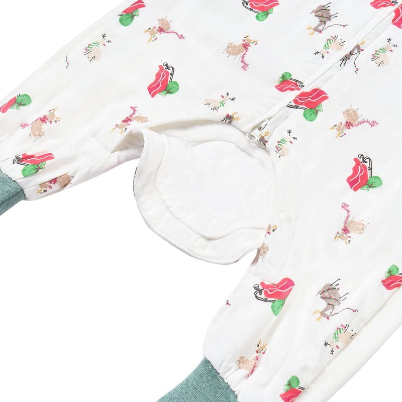 Nest Designs Bamboo Jersey Long Sleeve Footed Sleep Bag 2.5 Tog Sleigh All Day
