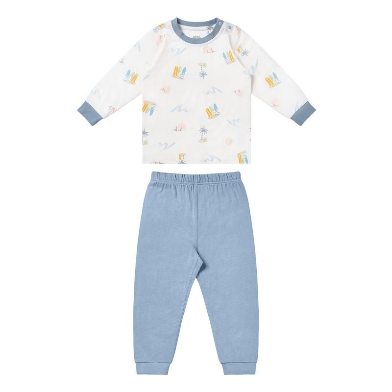 Nest Designs Bamboo Jersey Two-Piece Long Sleeve Pj Set Pastel Waves